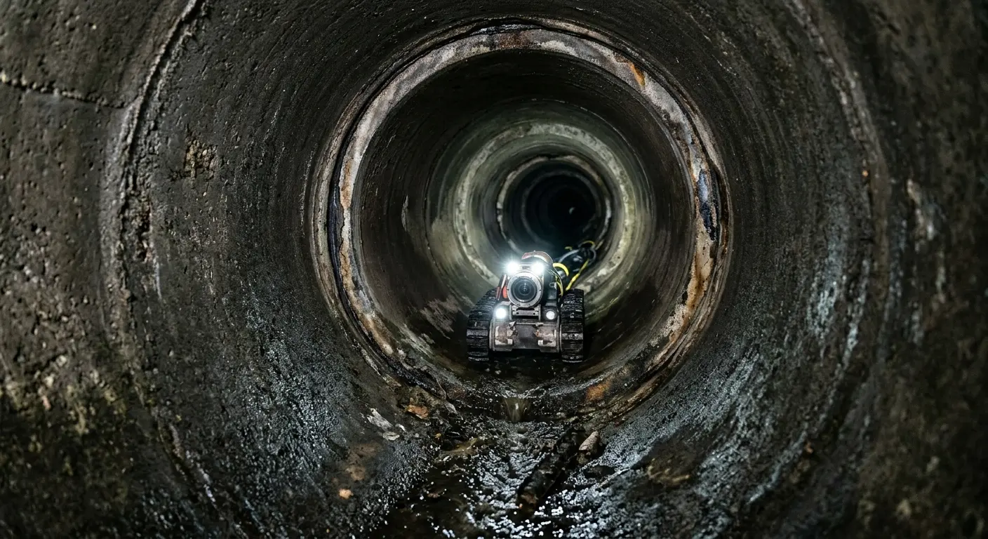 Robotic sewer camera inspecting pipe interior for Sewer Line Repair in Norwell